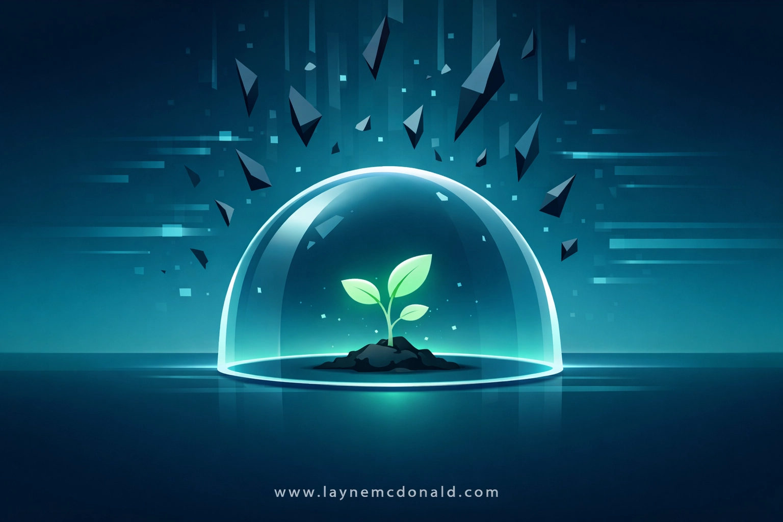 Digital canopy protecting a plant, symbolizing internet safety tools and digital stewardship for Christian parents.