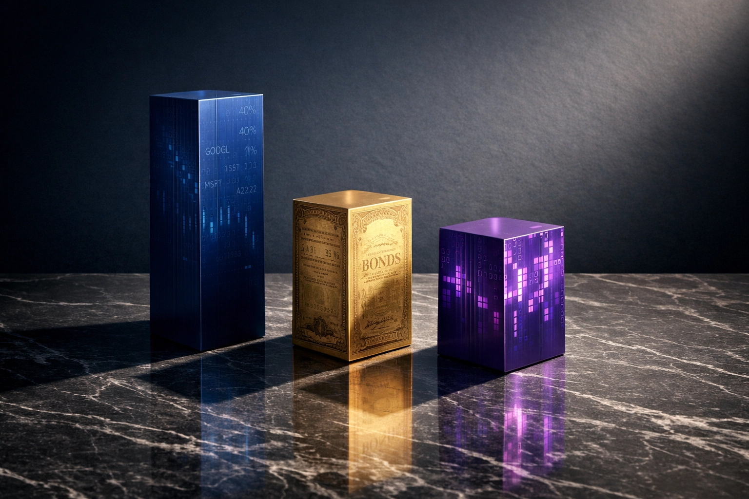 Visual representation of 40/30/30 portfolio allocation framework with three pillars