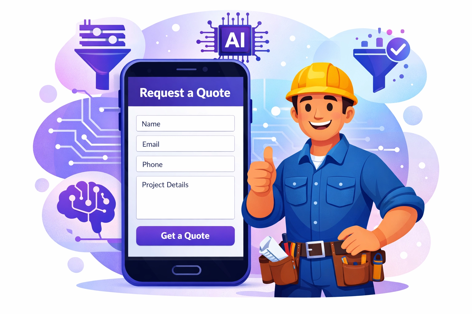 AI-powered lead vetting system delivering qualified contractor leads through smartphone