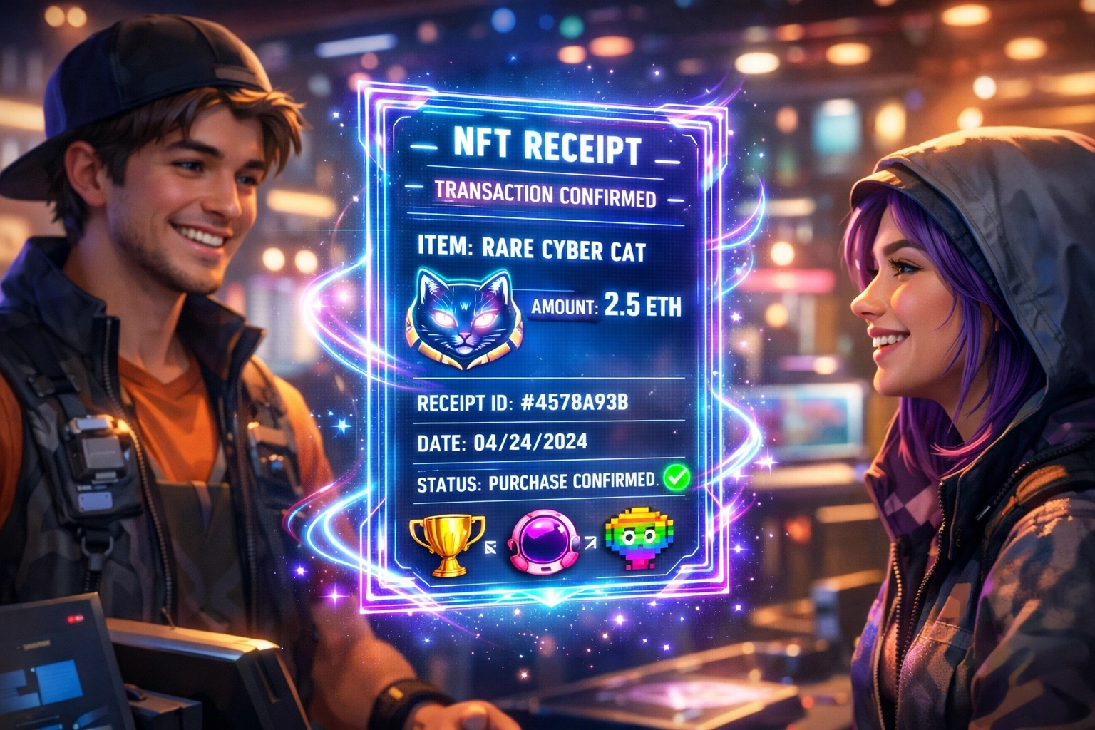 NFT receipt generation during Web3 crypto payment transaction