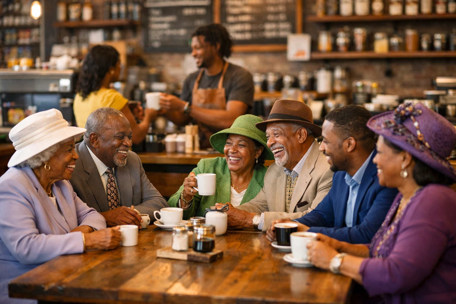 Church members supporting a local Black-owned cafe to build a closed-loop economy.