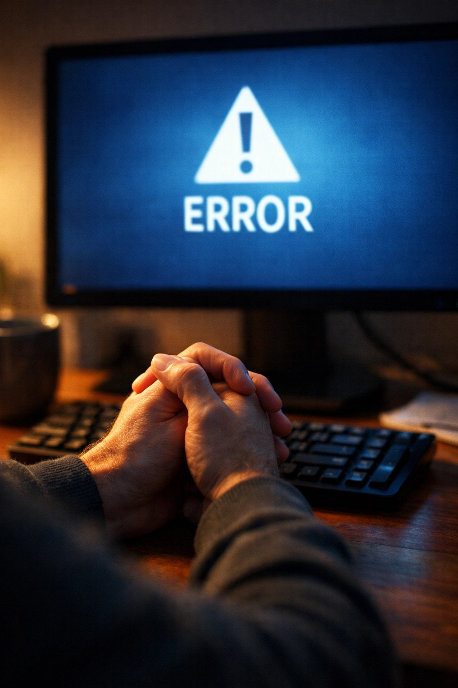 Computer screen showing error message during automated bookkeeping system failure