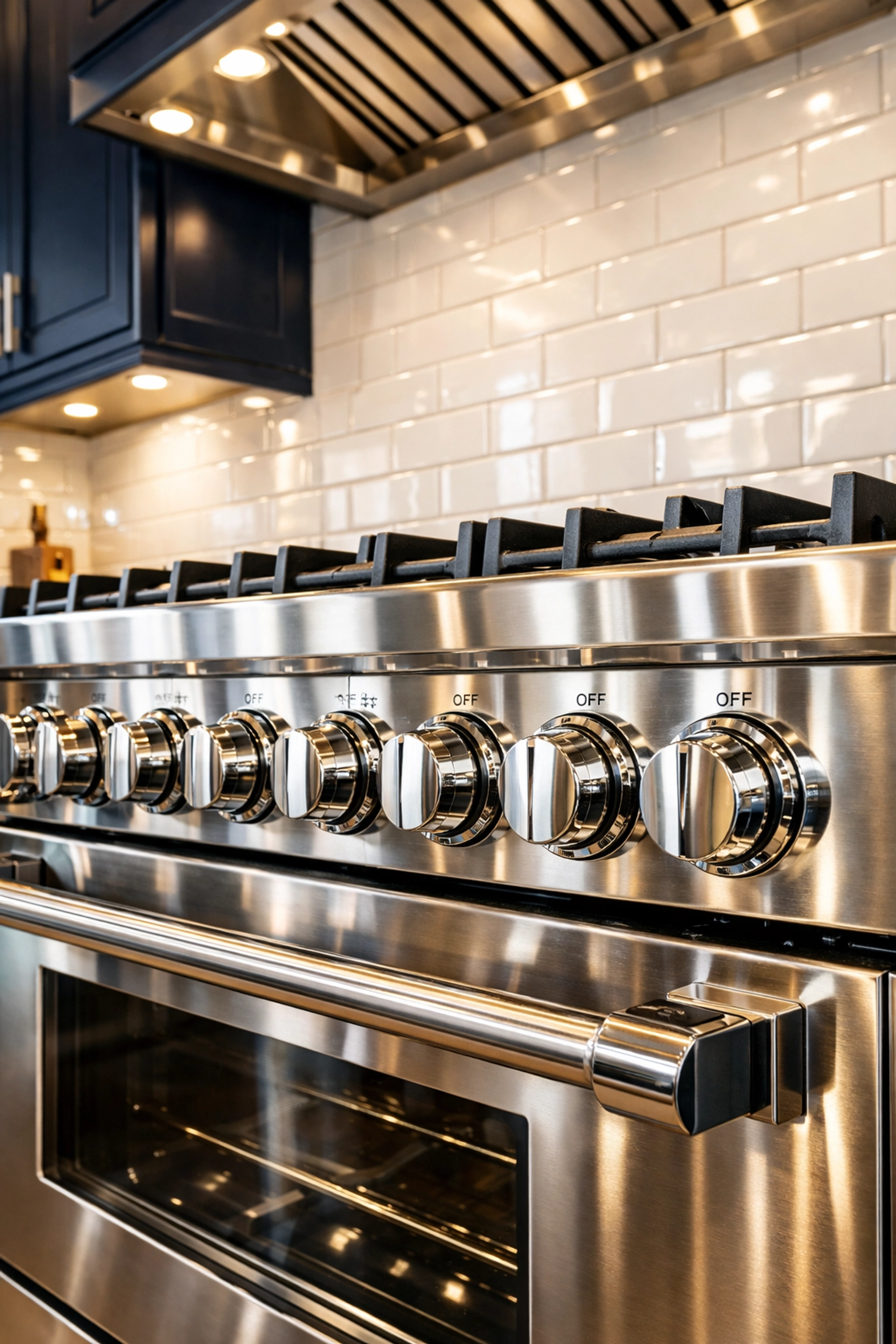 A polished stainless steel stove showing the detail of deep House Cleaning Shirley MA.