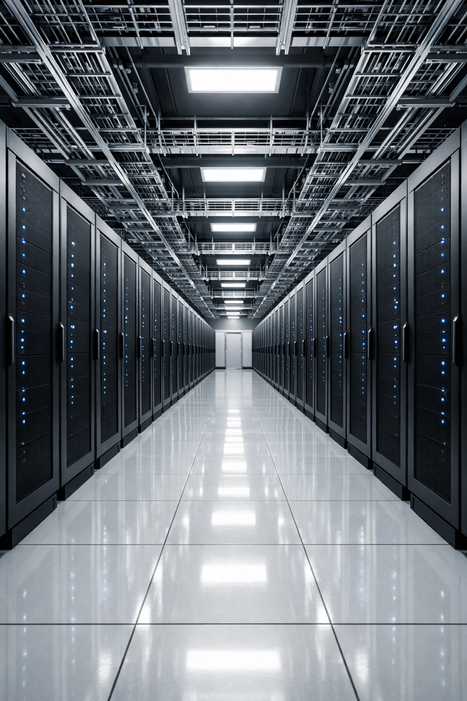 High-tech server racks in a Mississippi data center showcasing technology infrastructure investment.