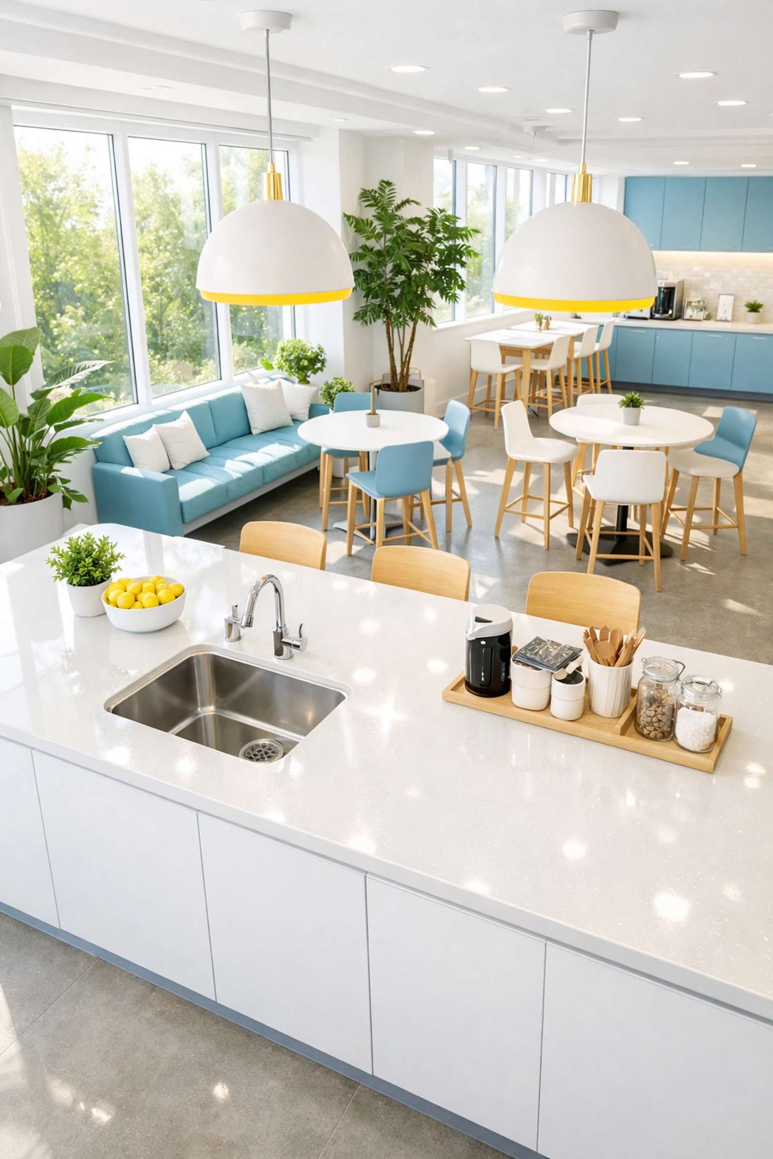 Sanitized office breakroom in Quincy featuring eco-friendly commercial cleaning excellence.