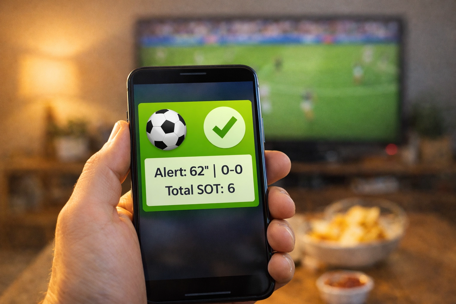 Receiving a mobile alert for high-value in-play bets based on real-time football match stats.