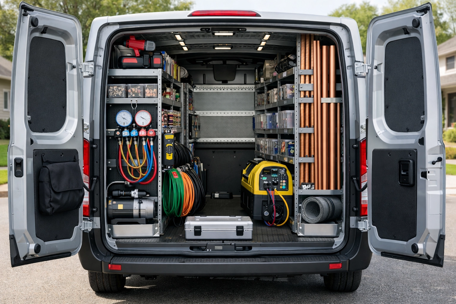 Clean, organized HVAC service van symbolizing the importance of white space and content blocks in web design.