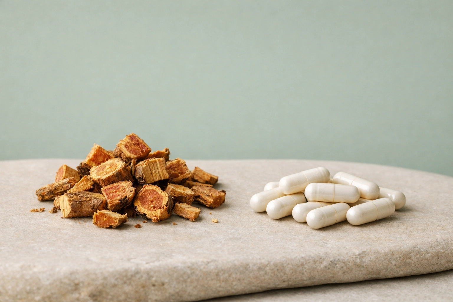 Rhodiola rosea root and capsules - natural adaptogen for stress and mental clarity