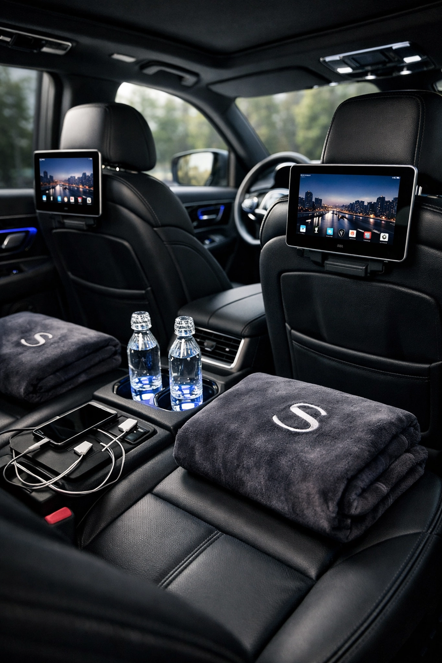 Boost Your Brand Visibility at the Super Bowl Instantly with These 5 VIP Hospitality Strategies Premium SUV interior for VIP Super Bowl guest transportation with branded amenities