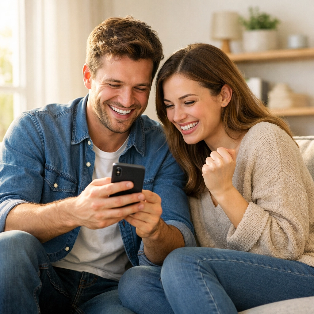 Couple smiling while choosing a fair alternative to traditional payday loans in Alberta.