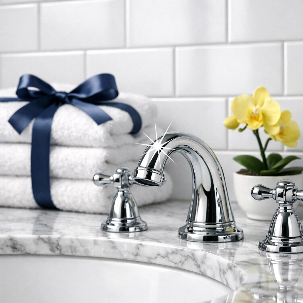 Sparkling clean bathroom vanity and grout after a thorough Boston apartment move-out deep clean.