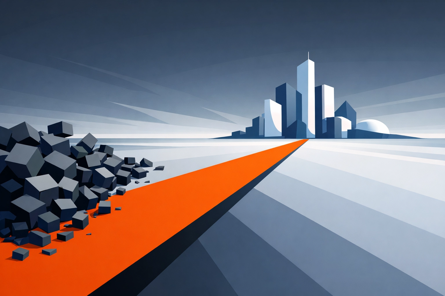 A clear path leading toward a modern digital skyline, symbolizing a future-proof and accessible business website.