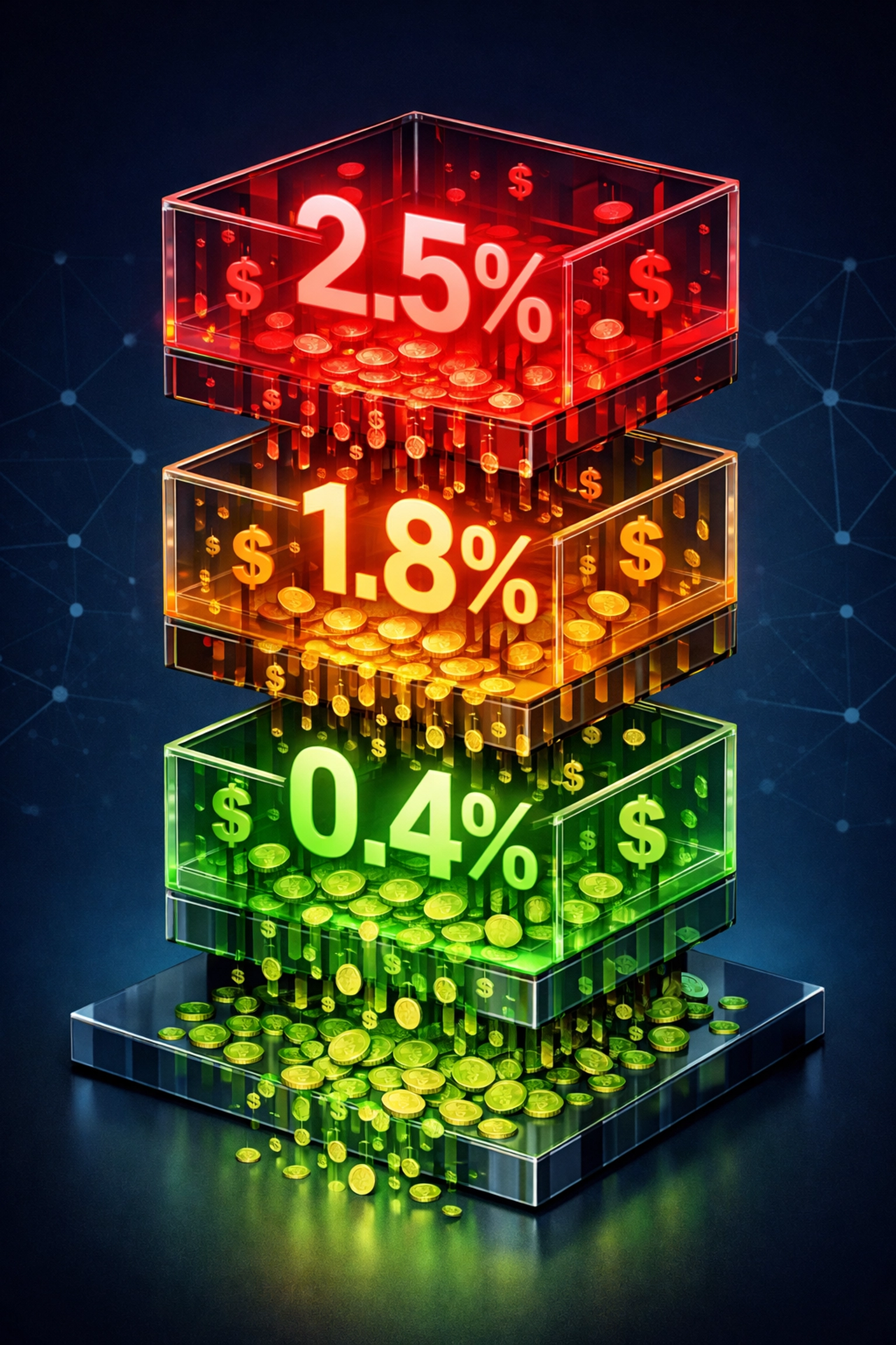 Hidden fee layers in crypto payment processors showing stacked costs from NOWPayments and CoinPayments