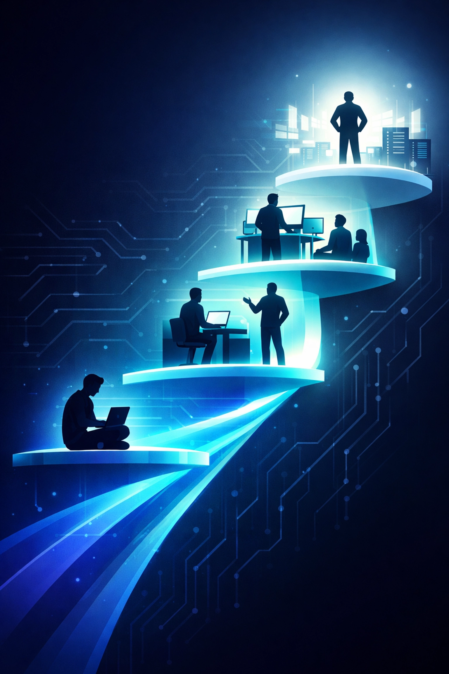 Clear career ladder showing progression from MSP technician to senior leadership positions