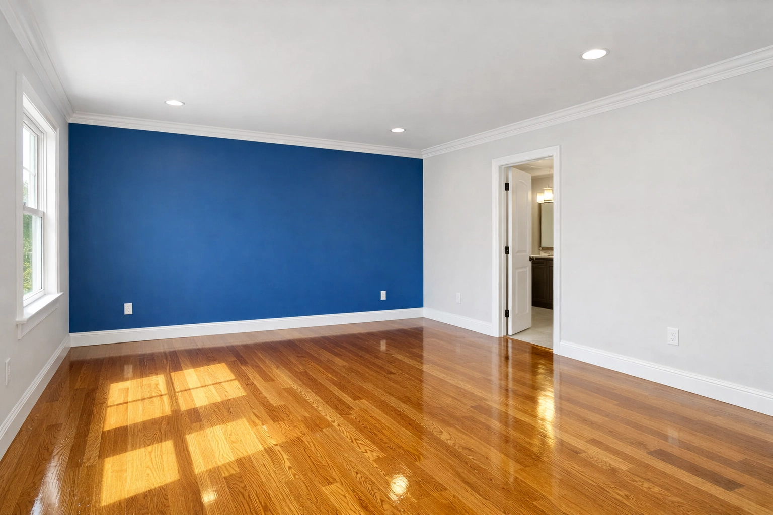 Sanitized and empty master bedroom in Lowell with gleaming floors ready for a stress-free move-in.