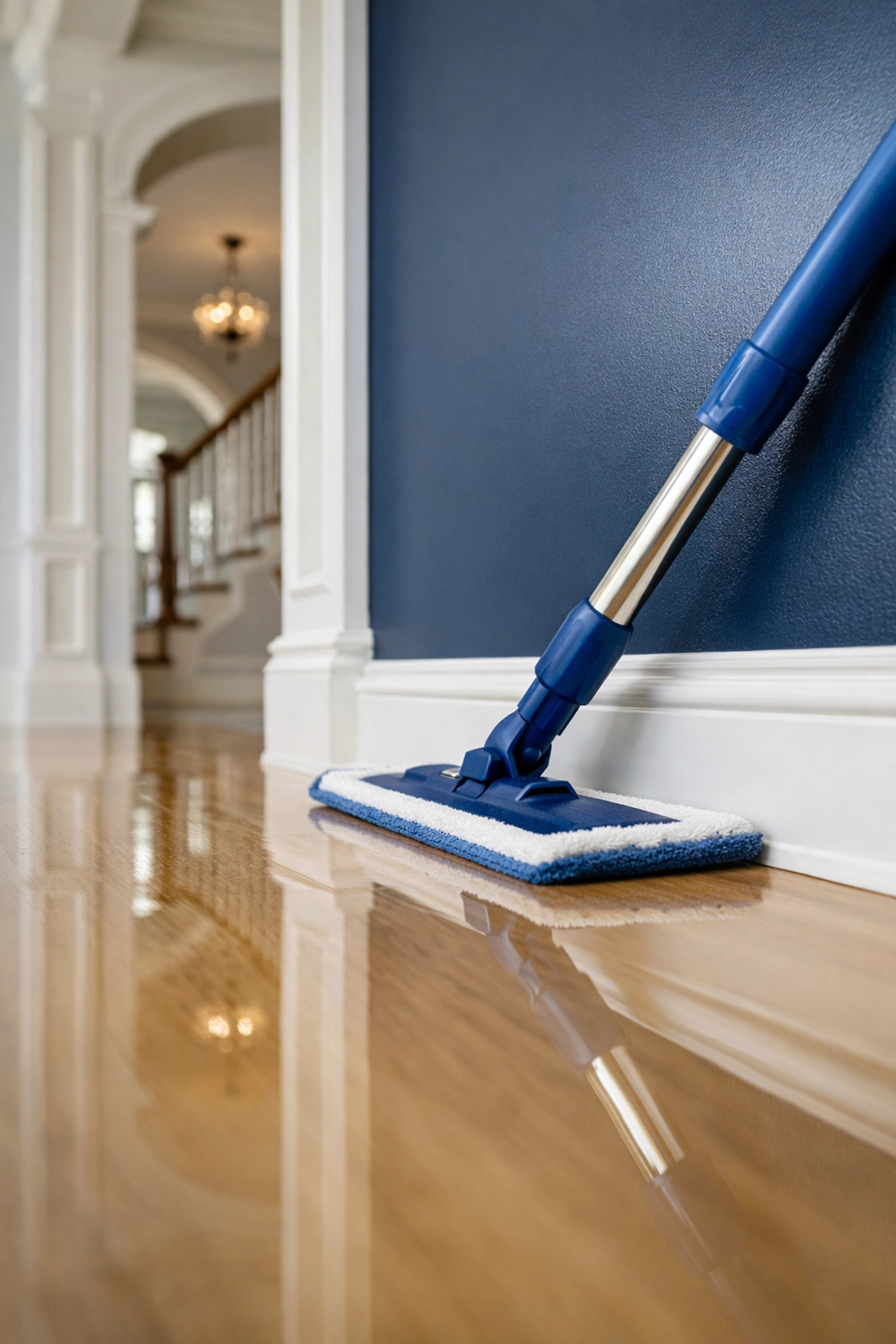Detailed wall cleaning and dust removal in a Wellesley home as part of a high-quality post-construction cleaning MA.