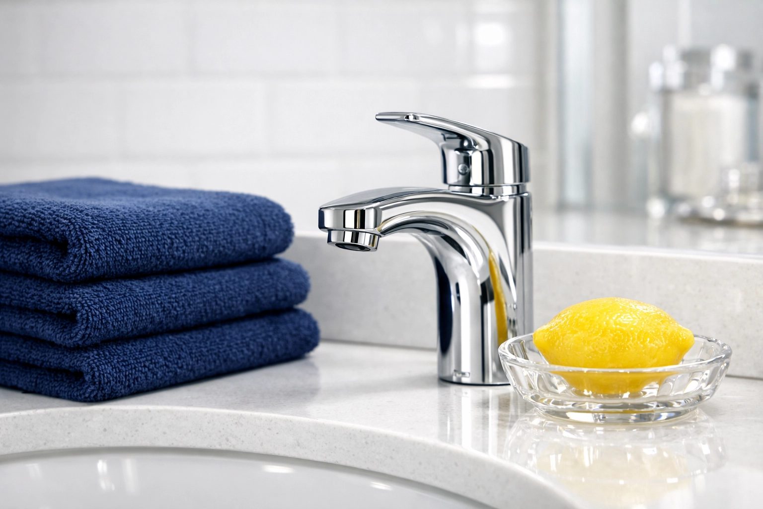 Sparkling clean bathroom vanity reflecting high-end professional cleaning standards in Dunstable MA.