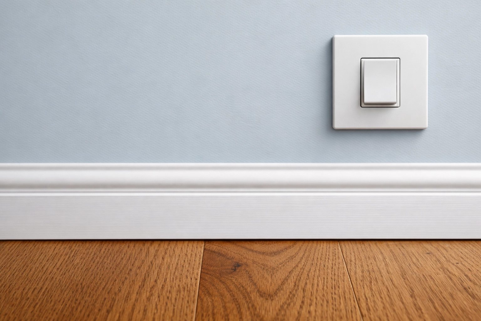 Spotless white baseboards and light switches after a professional house cleaning in Worcester MA.