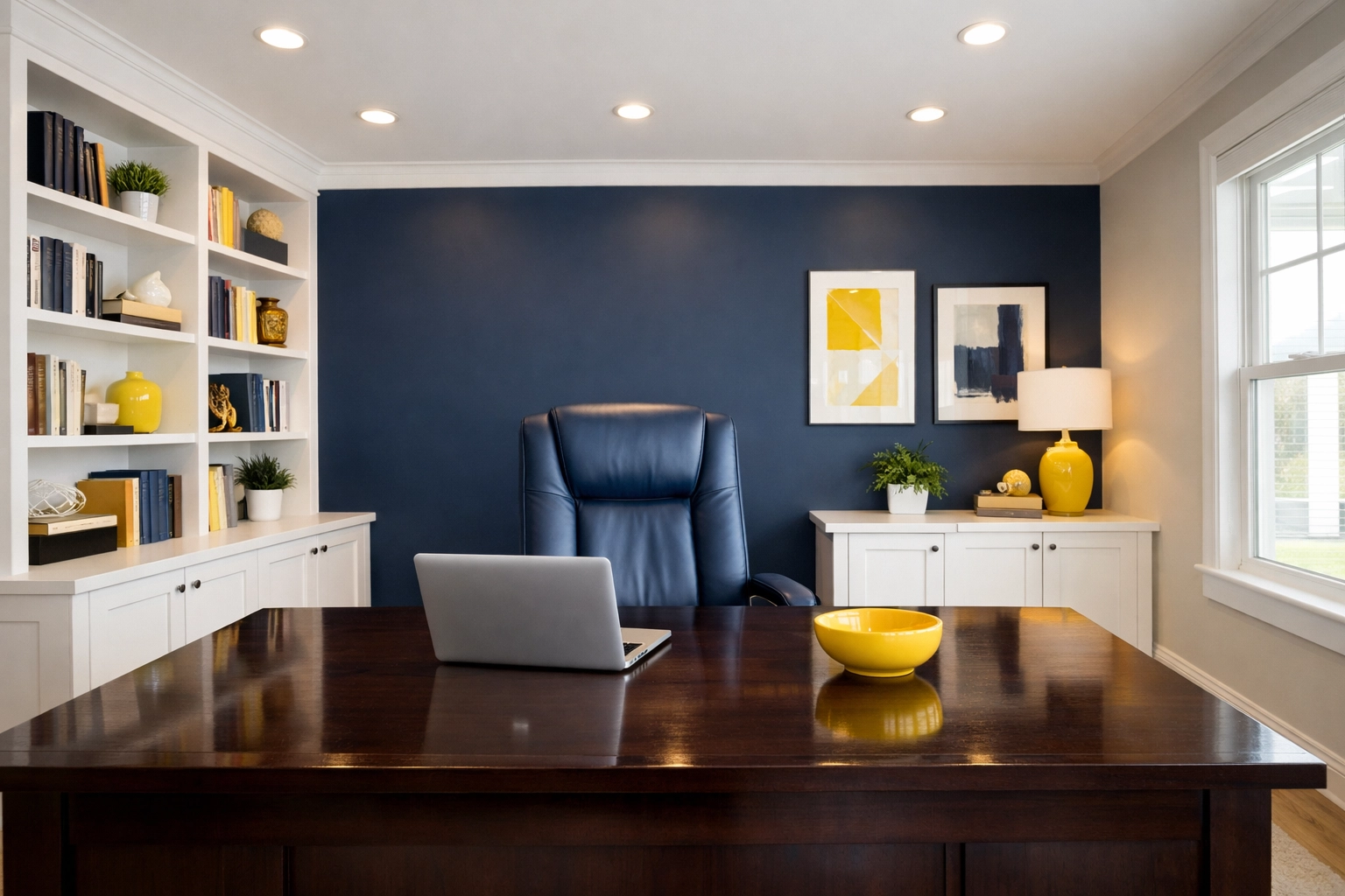 Clean modern home office in Worcester with an organized desk, perfect for professional office cleaning Worcester results.