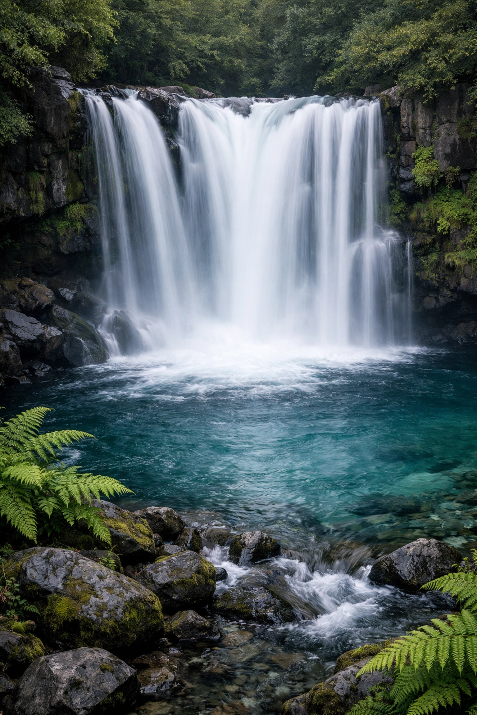 Silky waterfall motion captured with long exposure, a key landscape photography tip.