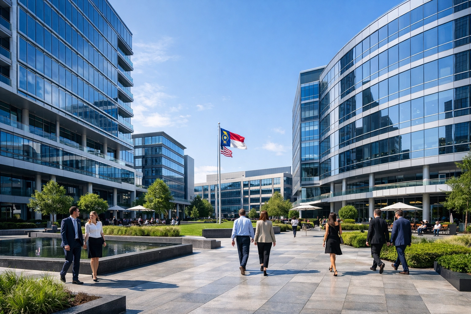 Thriving commercial landscape in North Carolina showing high-value business locations.