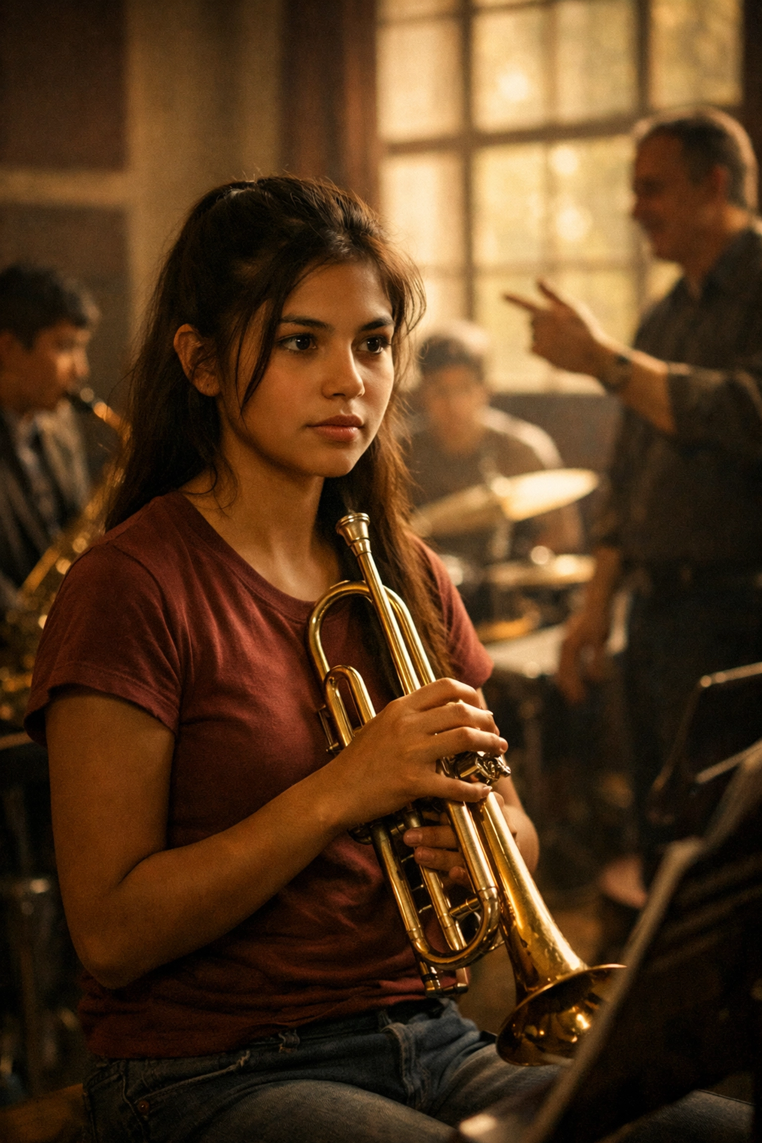 Student learning trumpet through Arizona jazz education program supported by the festival