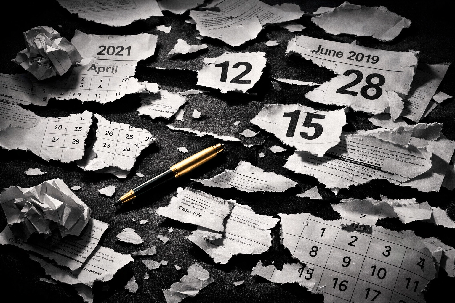 Fragmented timeline showing gaps in documentation that weaken legal cases