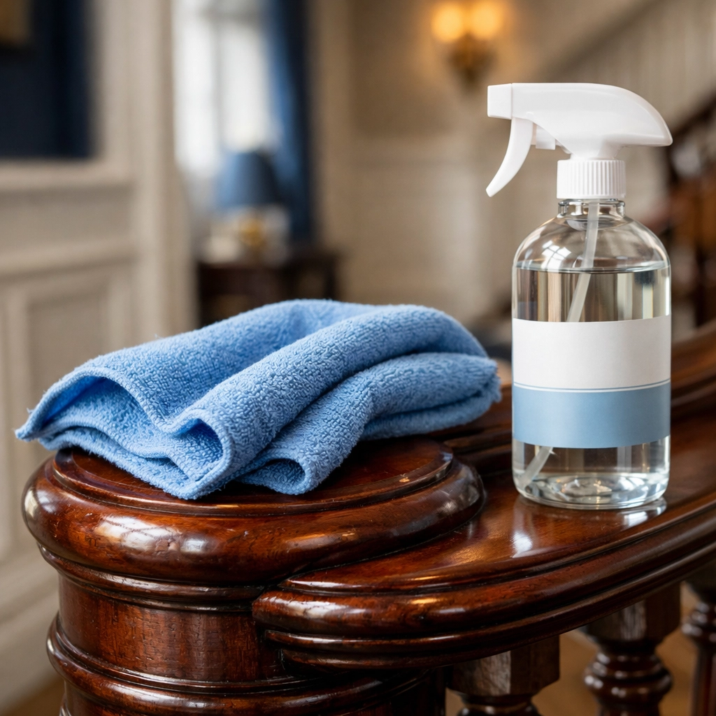 Eco-friendly deep cleaning services for historic Massachusetts home banisters using non-toxic products.