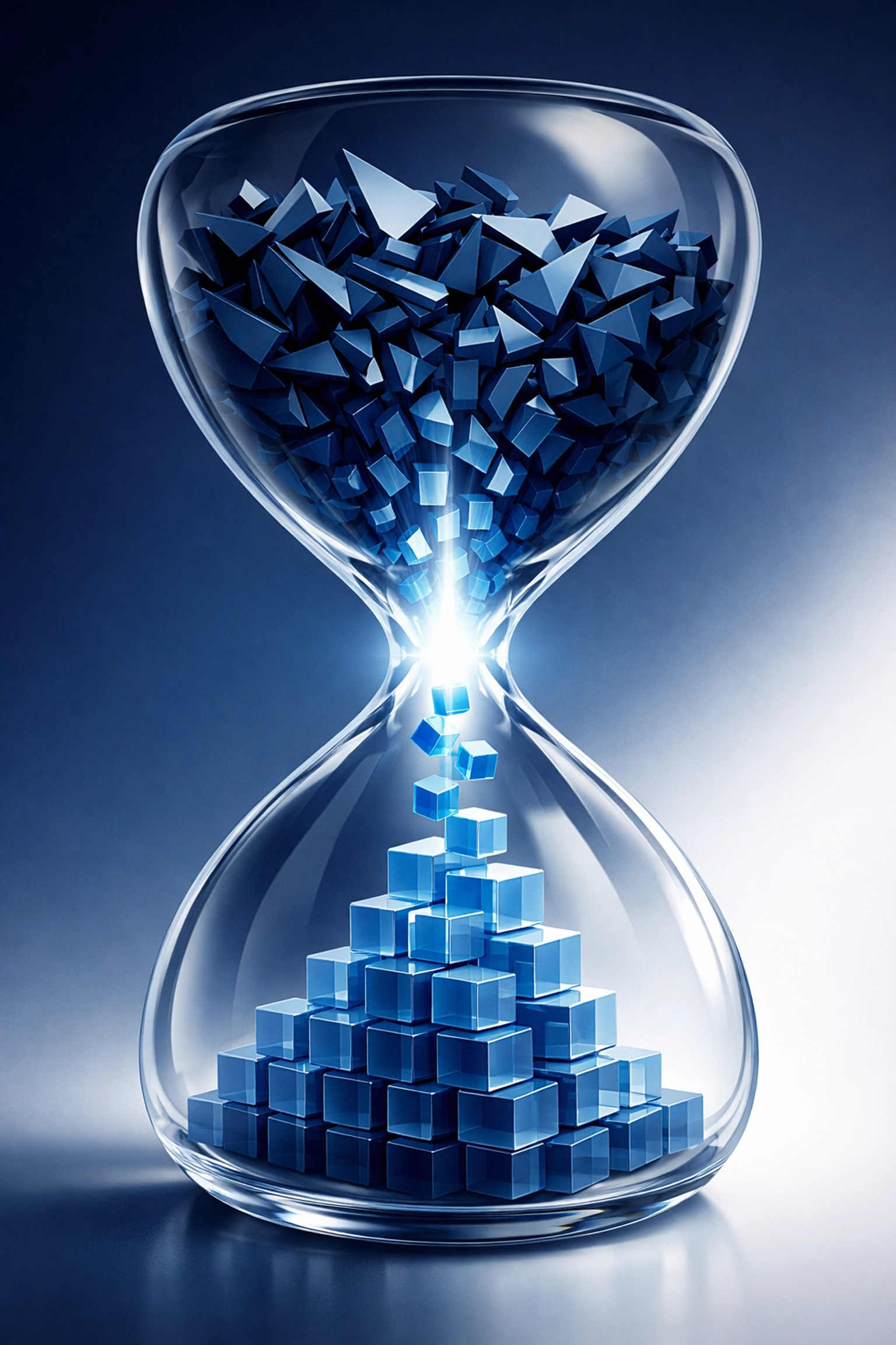 Digital hourglass illustrating how custom automation resolves operational bottlenecks in service businesses.