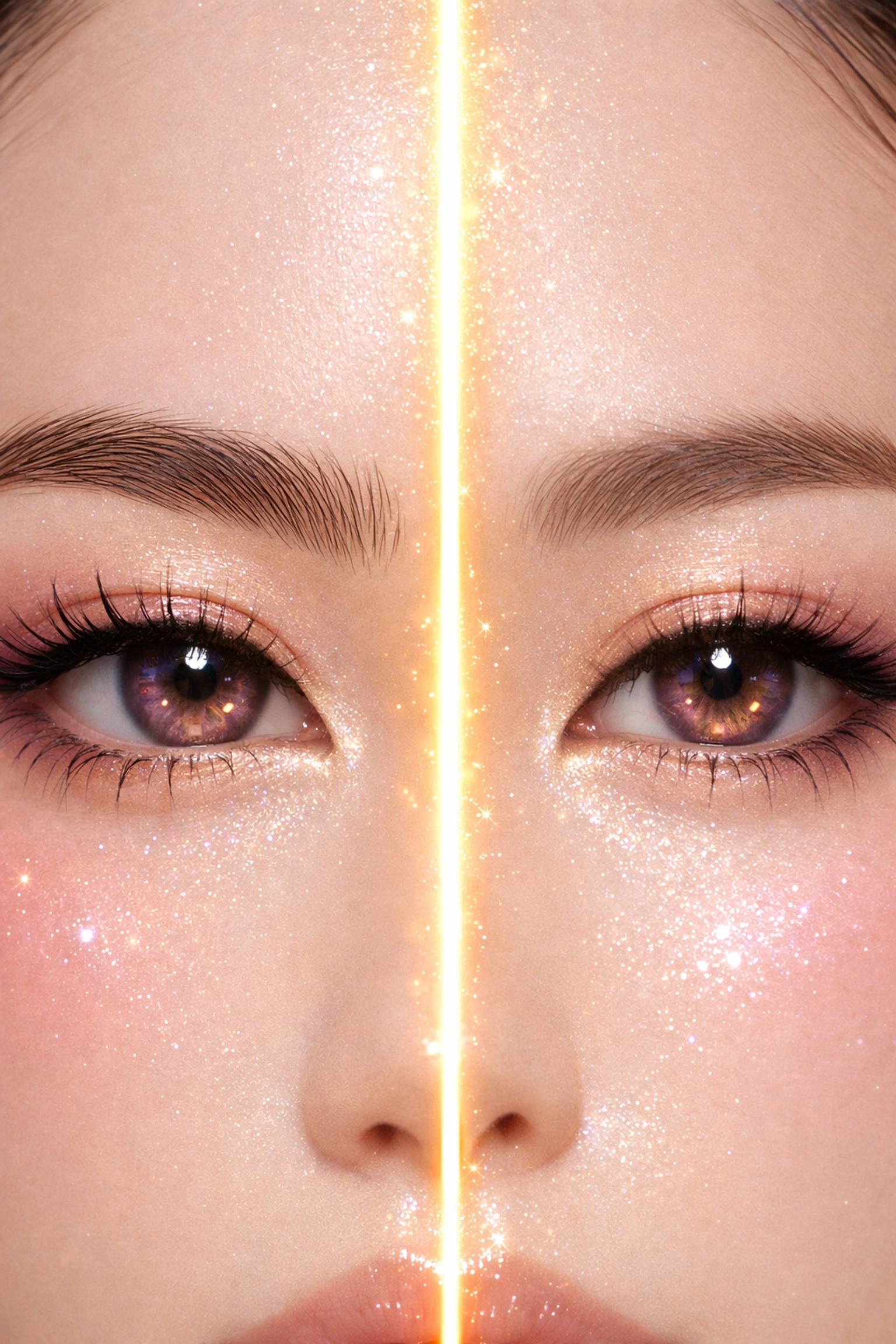 Comparison of crisp Nano Machine Brow strokes versus blurred microblading hair strokes on oily skin.