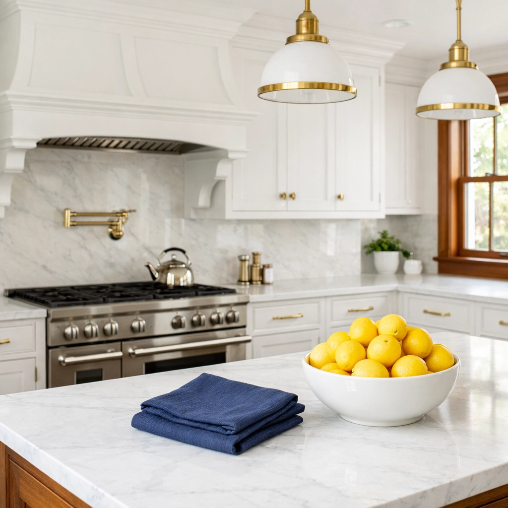 A spotless luxury kitchen in a historic Sudbury residence following a professional deep cleaning.