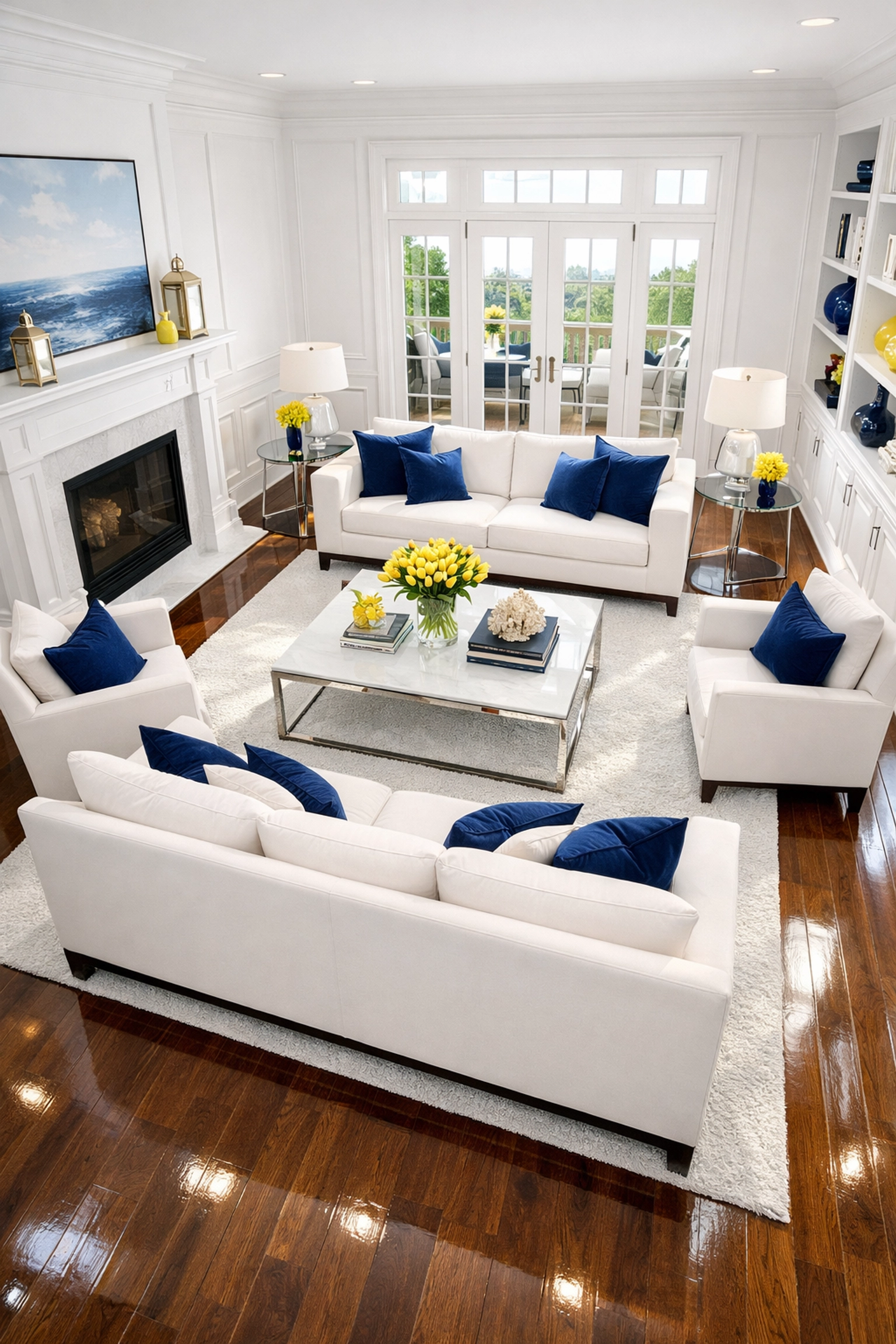 Impeccably clean modern living room in a Massachusetts home from top cleaning services near me.