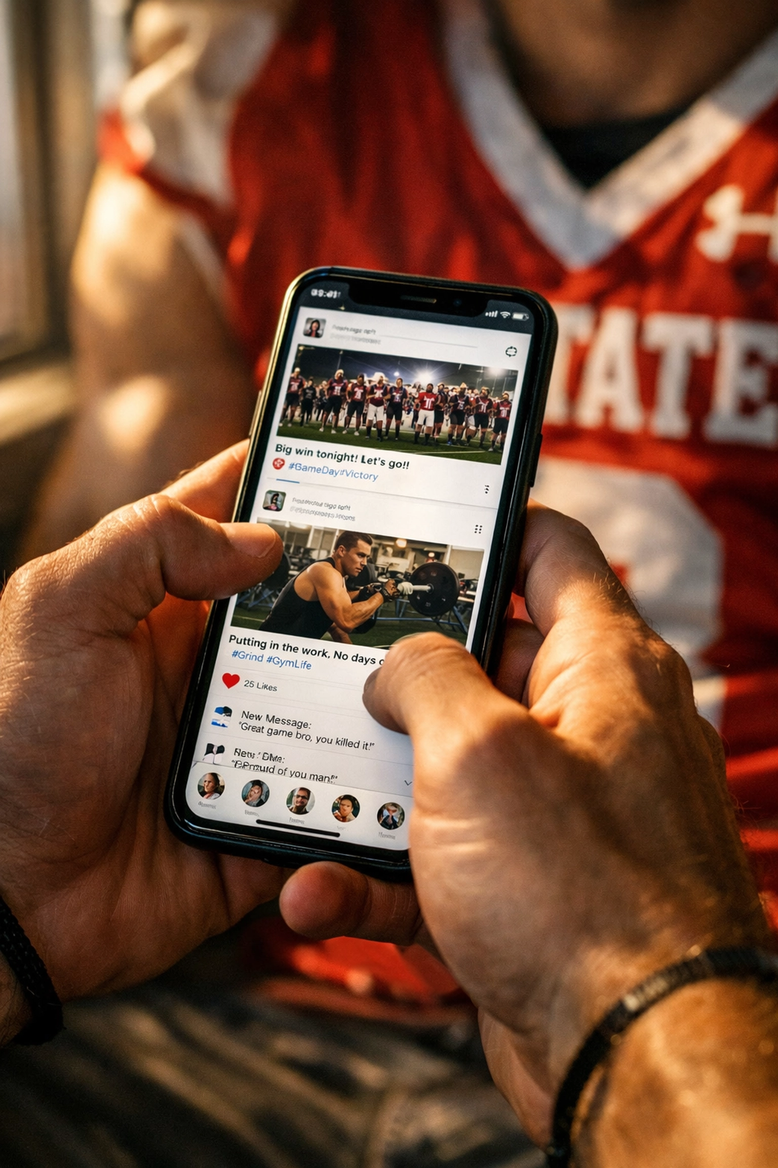 College athlete creating authentic social media content for NIL brand partnership on smartphone