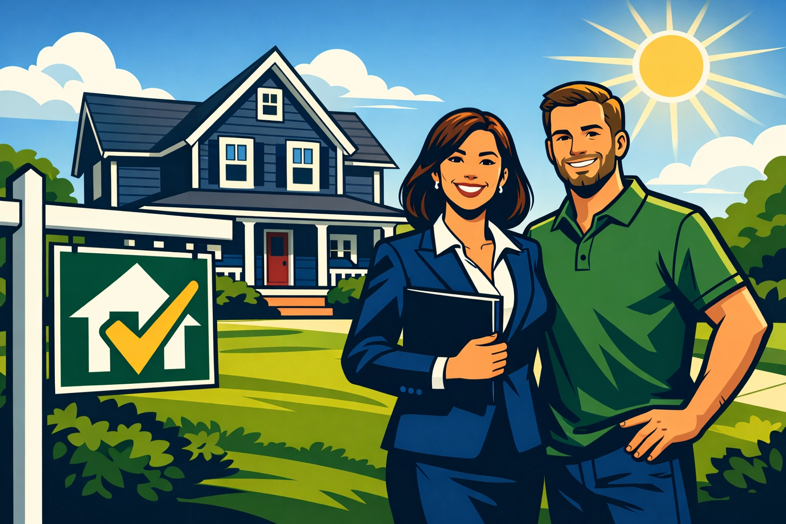 Real estate agent in Hartford CT with a homeowner in front of a sold property during the 2026 real estate surge.