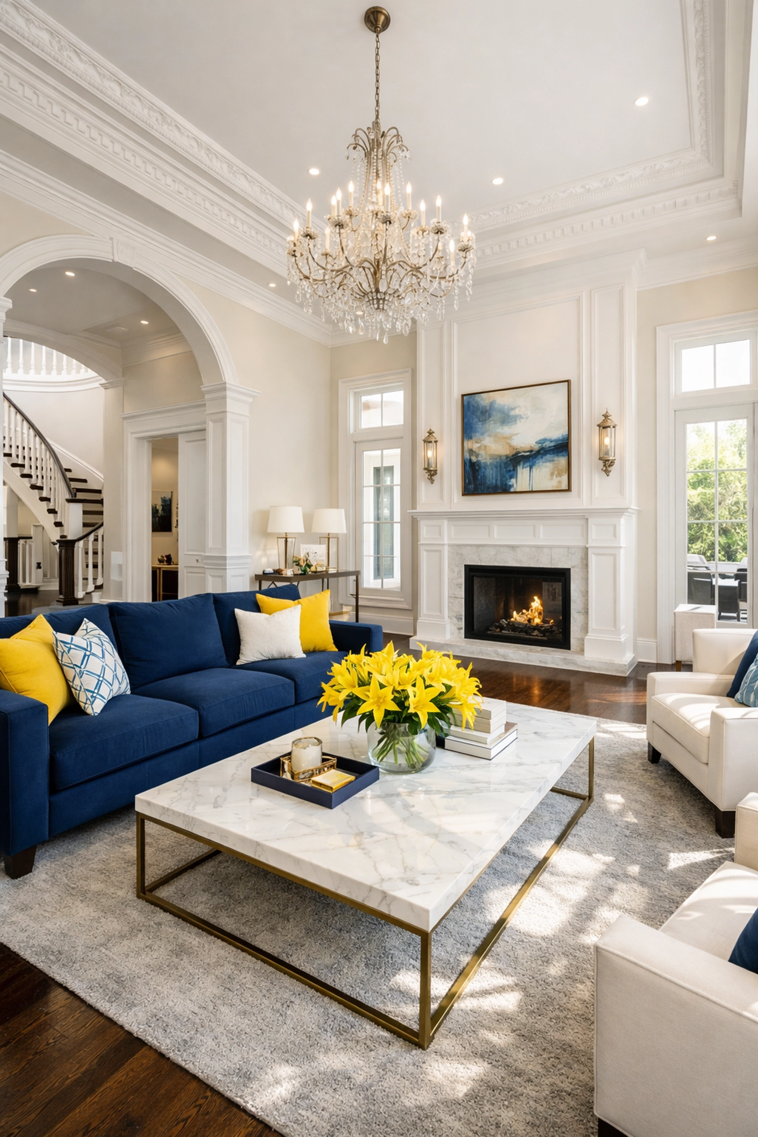 Sun-drenched Hamilton living room with polished hardwood floors after bi-weekly house cleaning services.