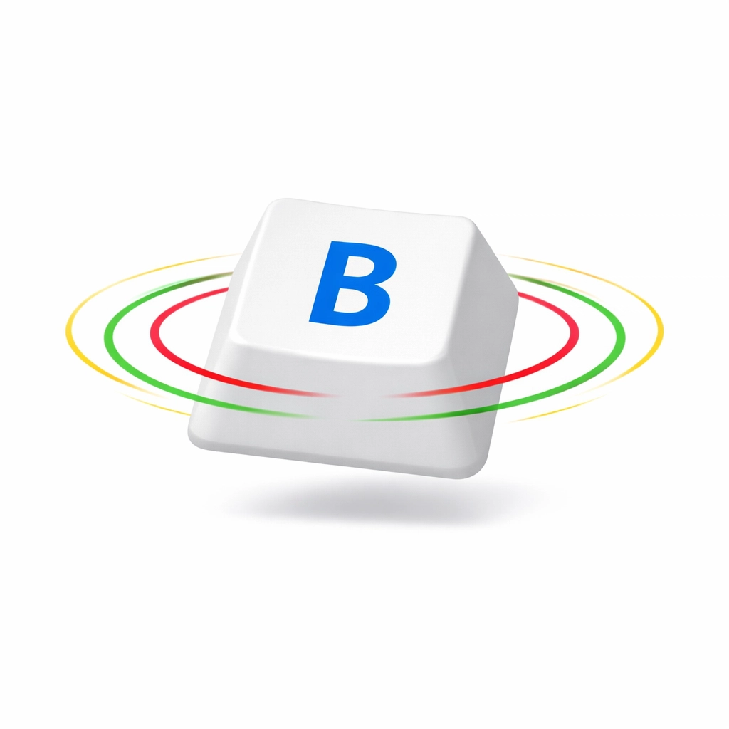 Minimalist keyboard key showing the Ctrl+B shortcut for fast access to text snippets.
