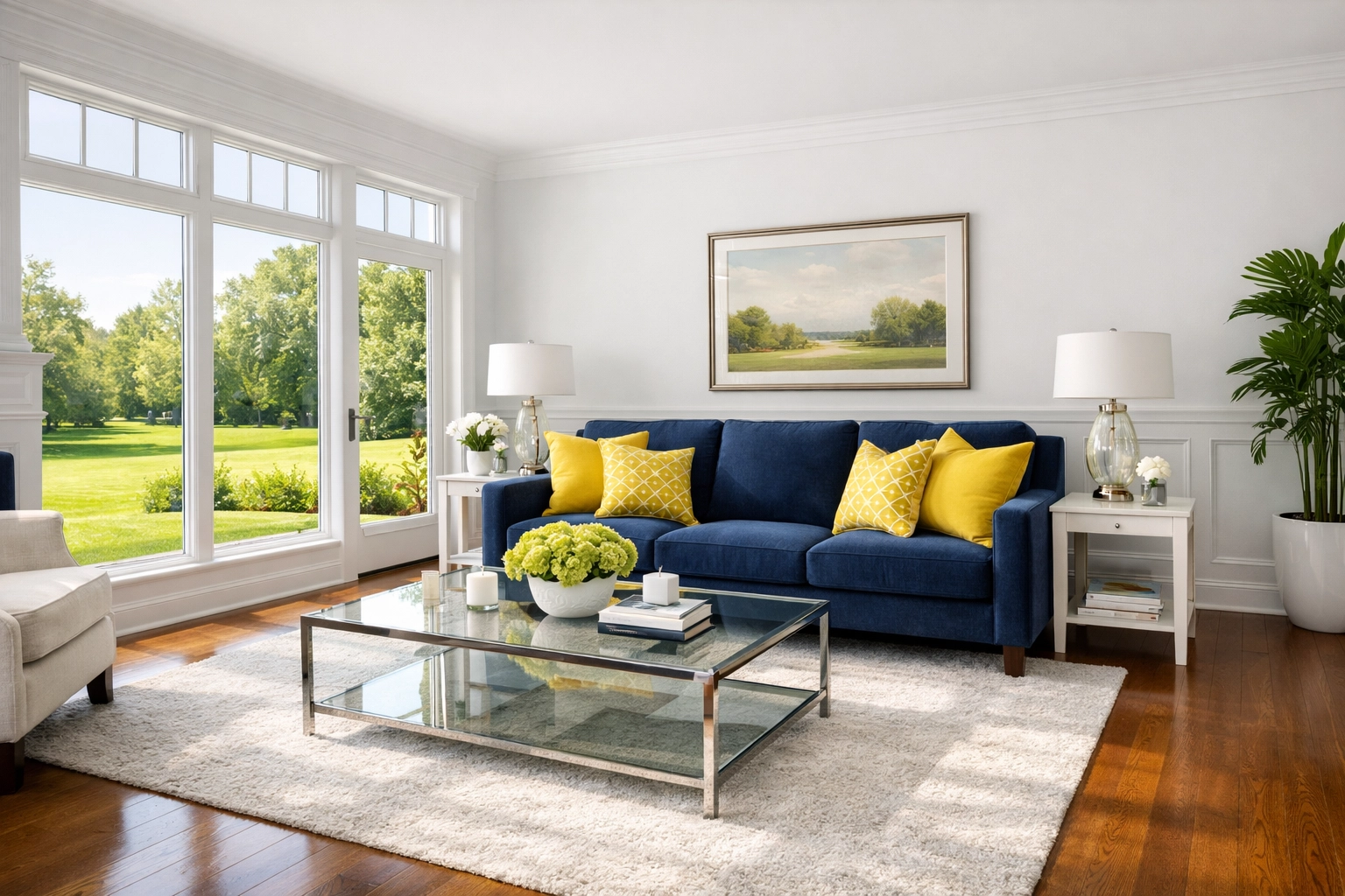 Pristine Westford living room showing the orderly results of weekly house cleaning services.