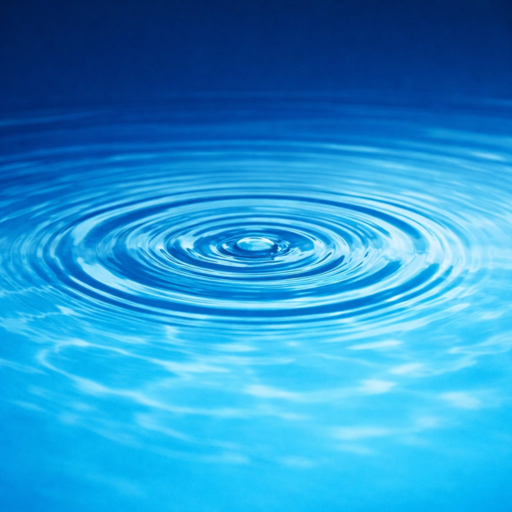 Close-up of a water ripple in a swimming pool, representing the Blue Mind state and stress relief.