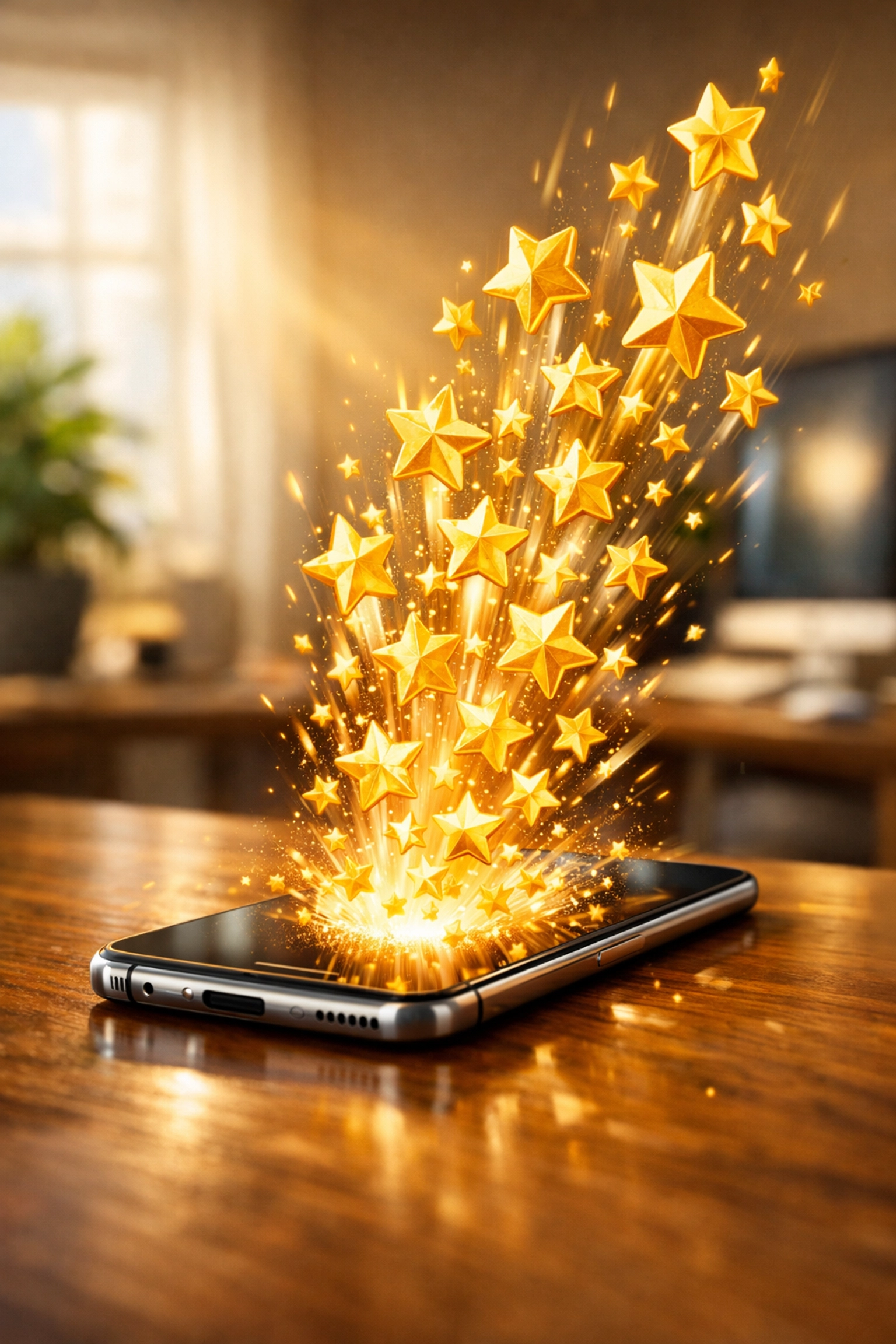 Smartphone displaying star ratings representing high review velocity for local business profiles.