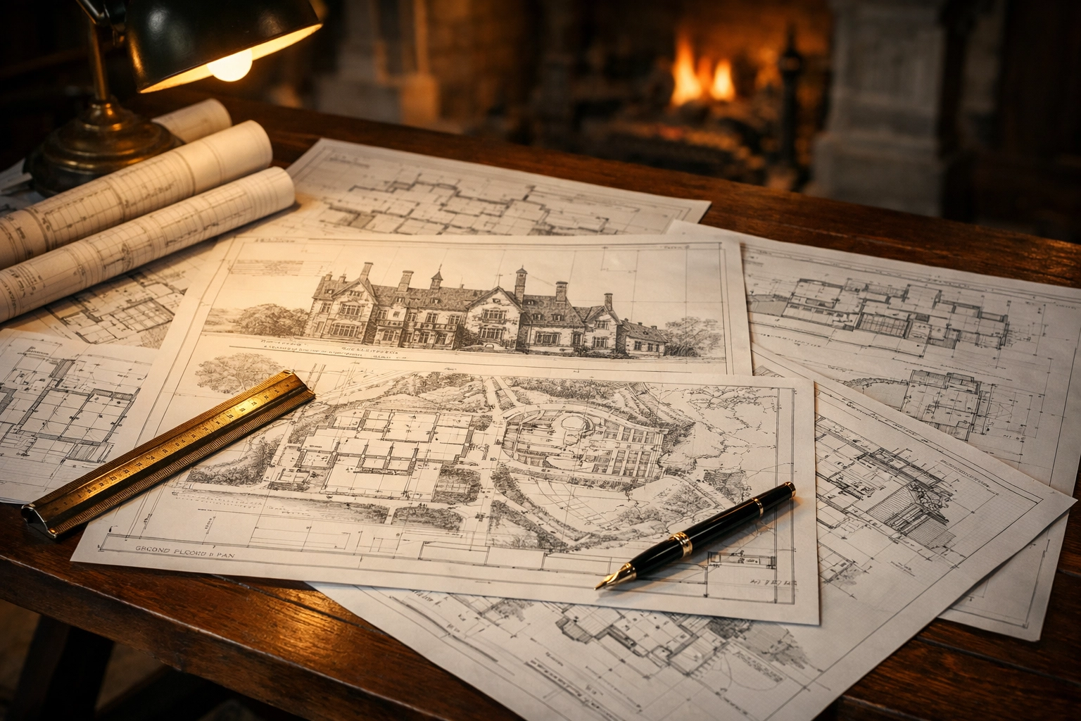 Detailed architectural drawings and plans for a historic house renovation in Arundel.
