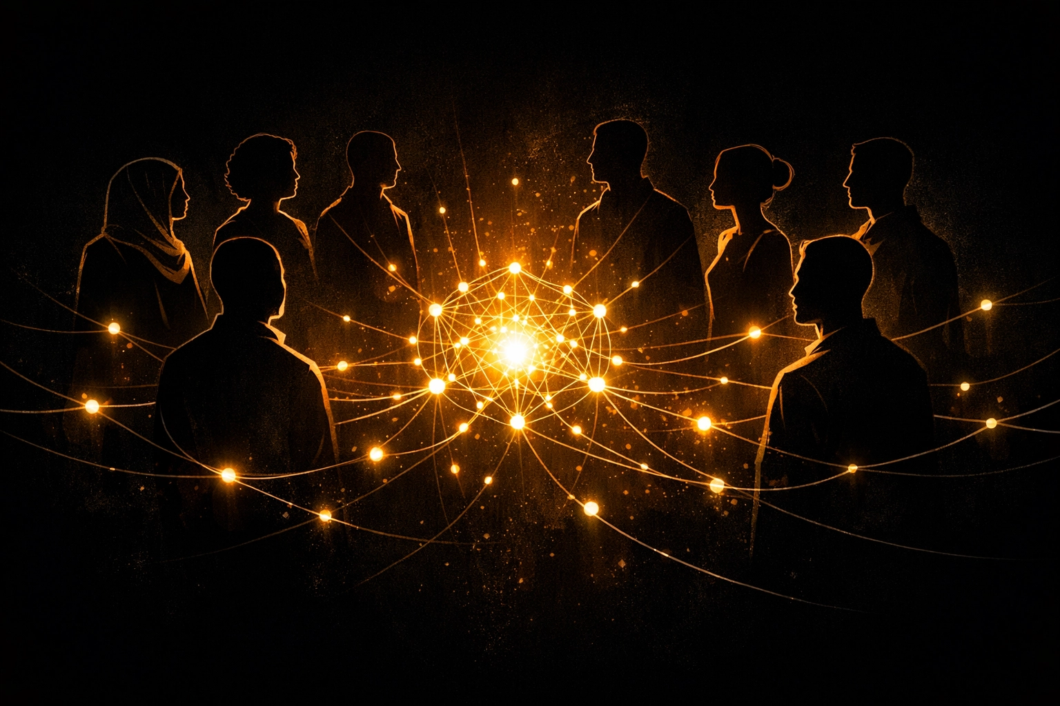 Trading community members connected through shared knowledge and support network