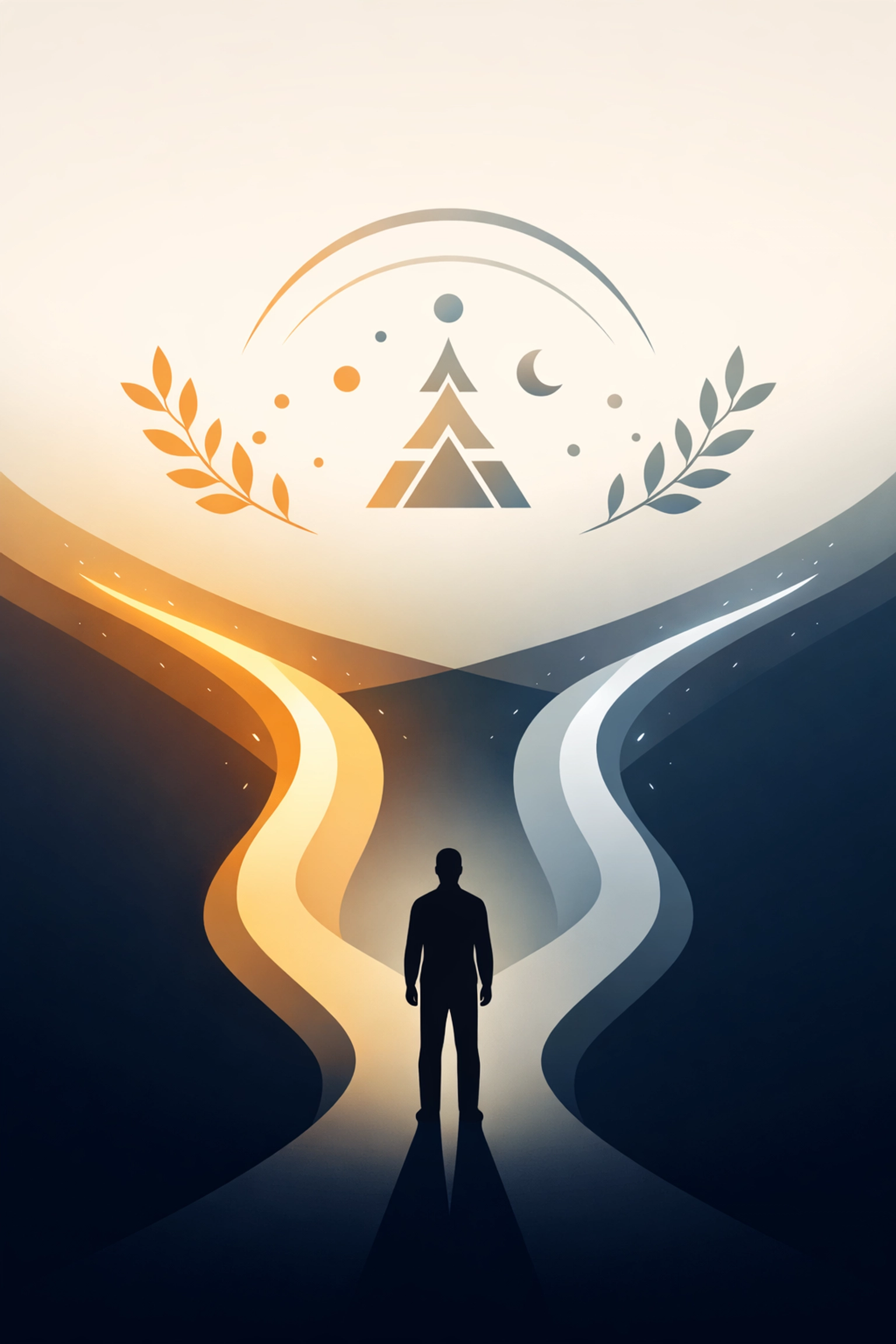 Figure at crossroads choosing spiritual path symbolizing character development in Christian fiction