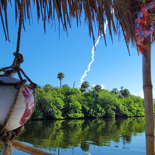 Tiki-Themed Rocket Launch Tour Boat