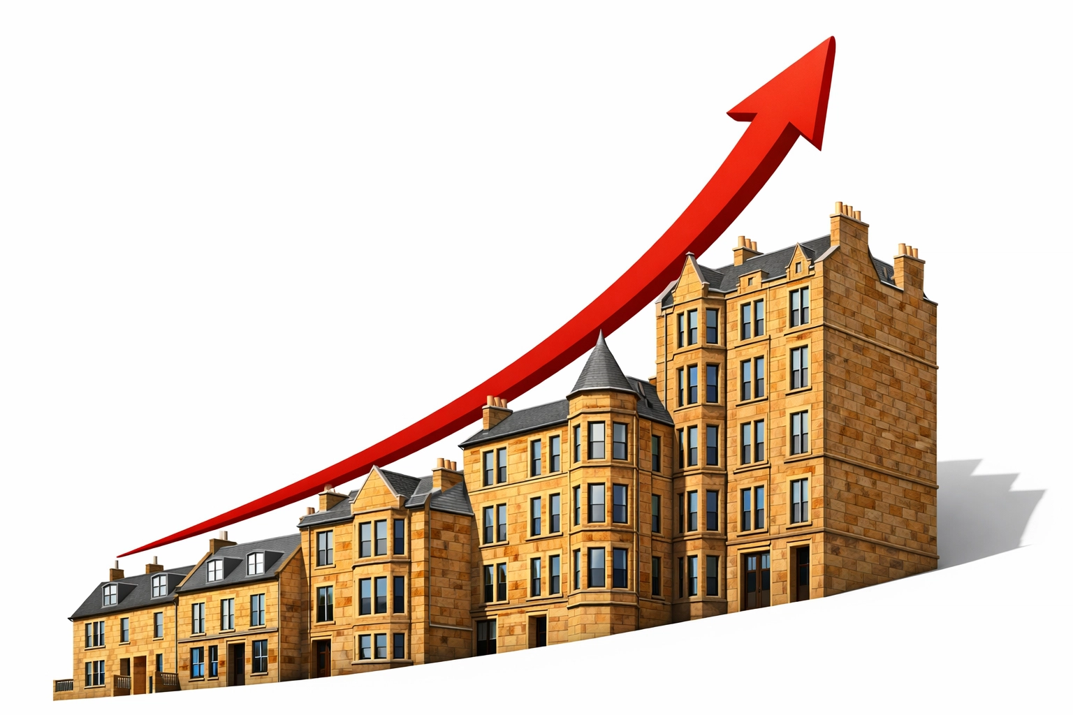 Scottish townhouses showing rising property values with upward trend in 2026