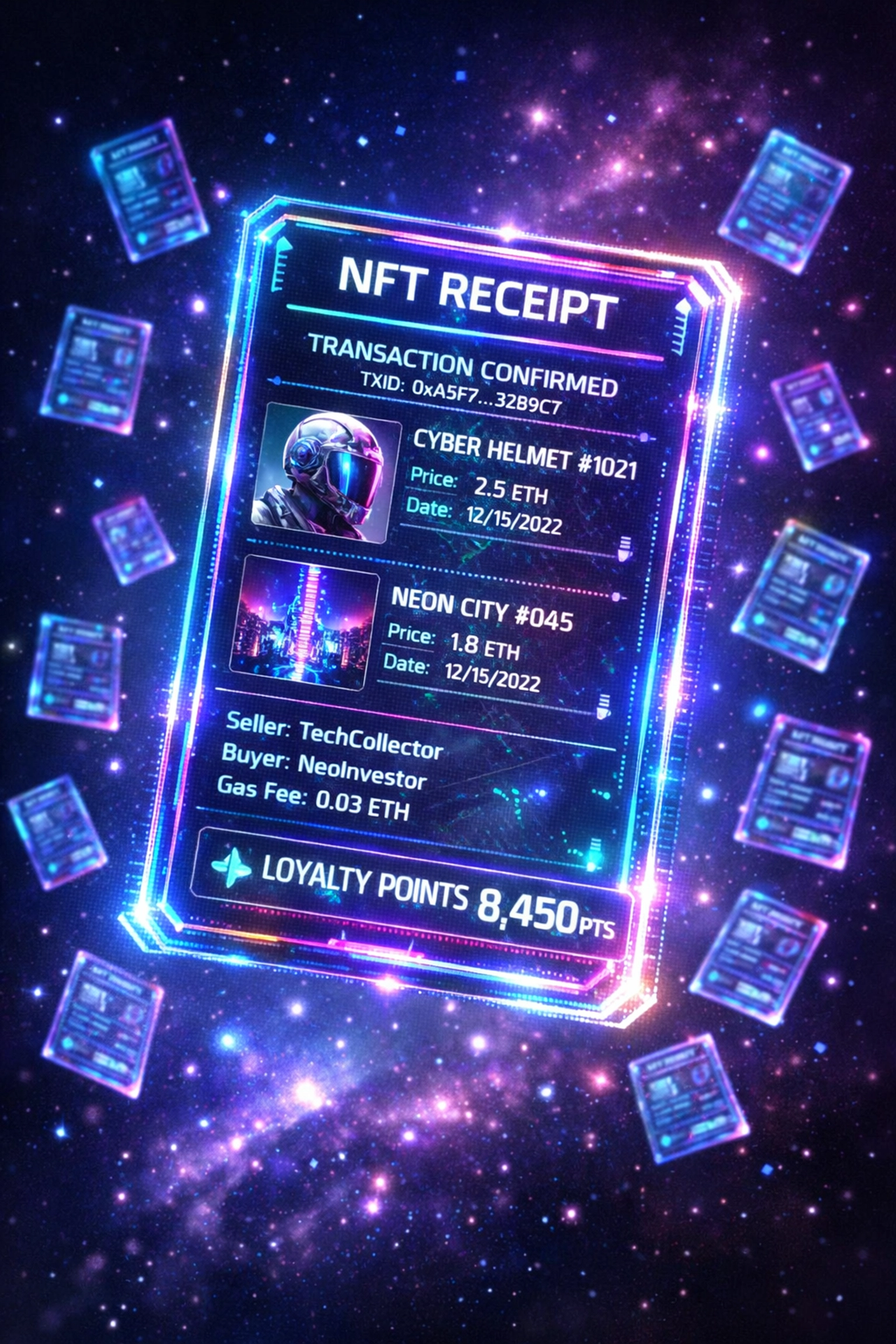 NFT receipt as tradeable digital asset for crypto payments