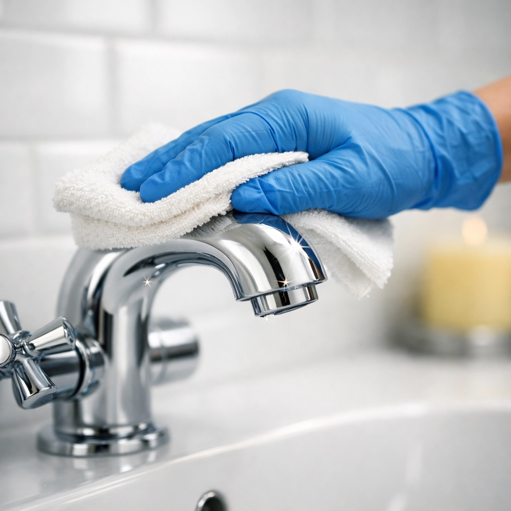 Professional detailing during a Weekly Vs Bi-Weekly House Cleaning in Westford for a sparkling bathroom.