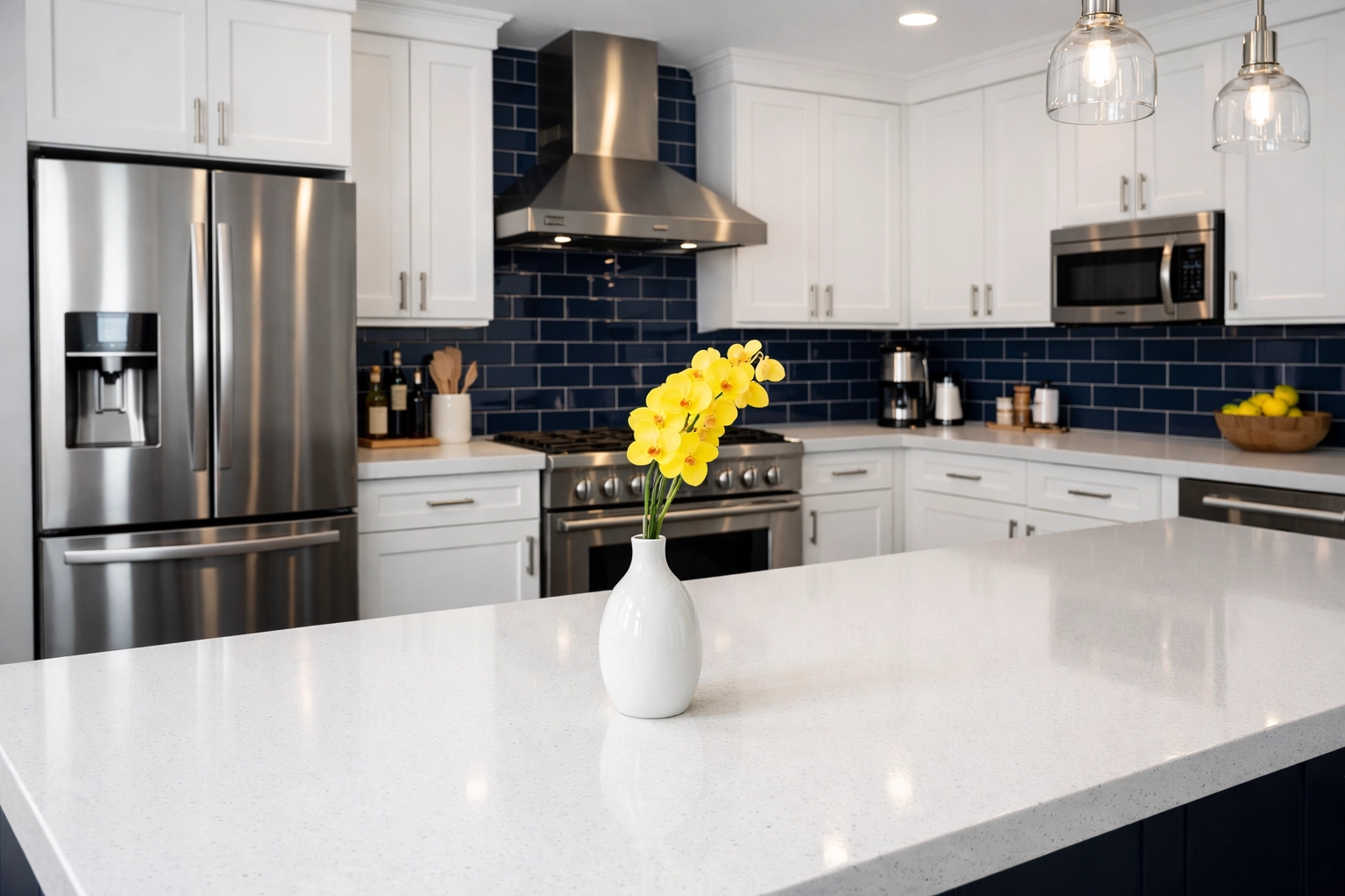 Impeccably clean gourmet kitchen highlighting the results of professional cleaning services near me.