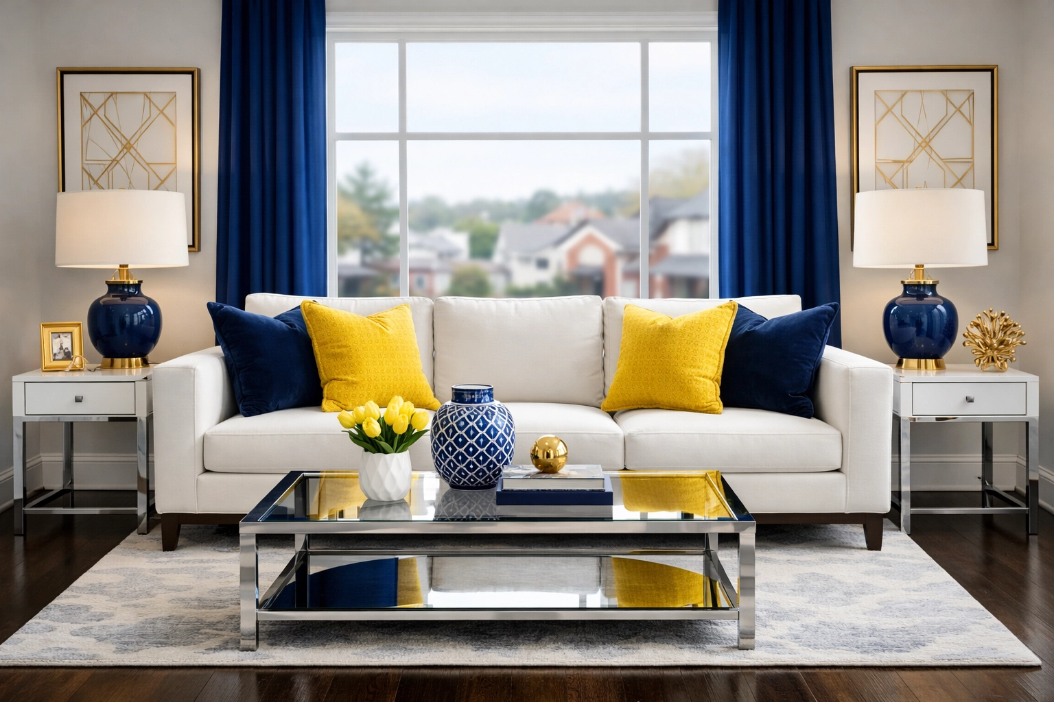 Polished luxury living room in Worcester MA demonstrating professional house cleaning and deep cleaning results.