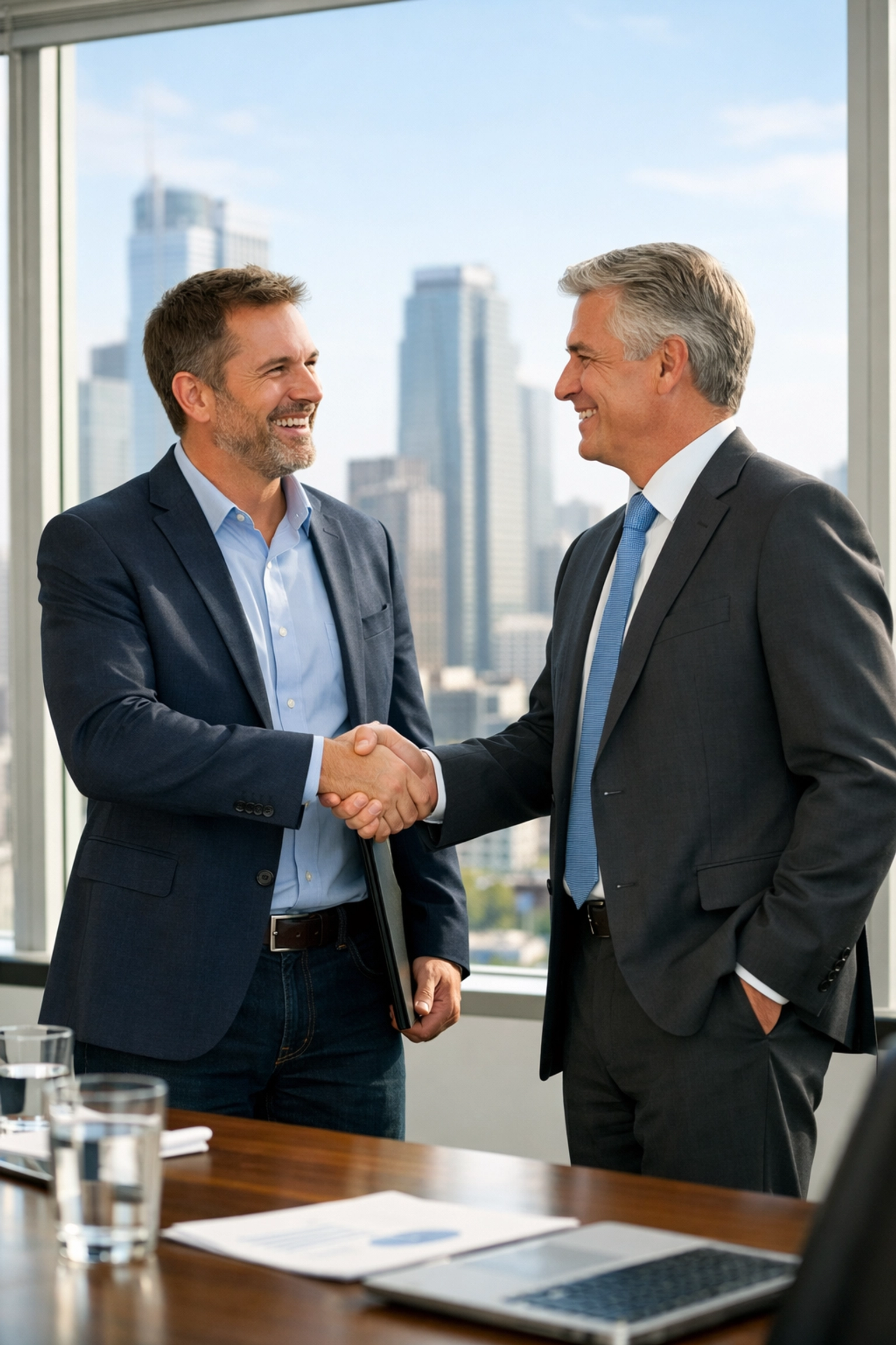 Consultant and executive finalizing a ServiceNow automation strategy for business operational excellence.