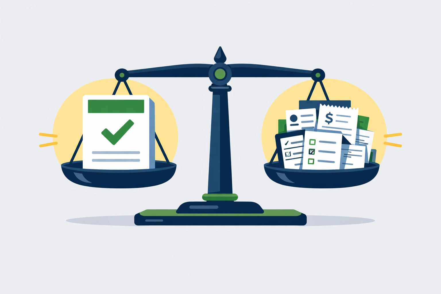 Illustration of a balance scale weighing standard deduction against itemized deductions for tax planning.
